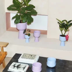 Kruka med fat ljus lila S