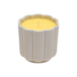 Ljus i keramikform rund beige-gul