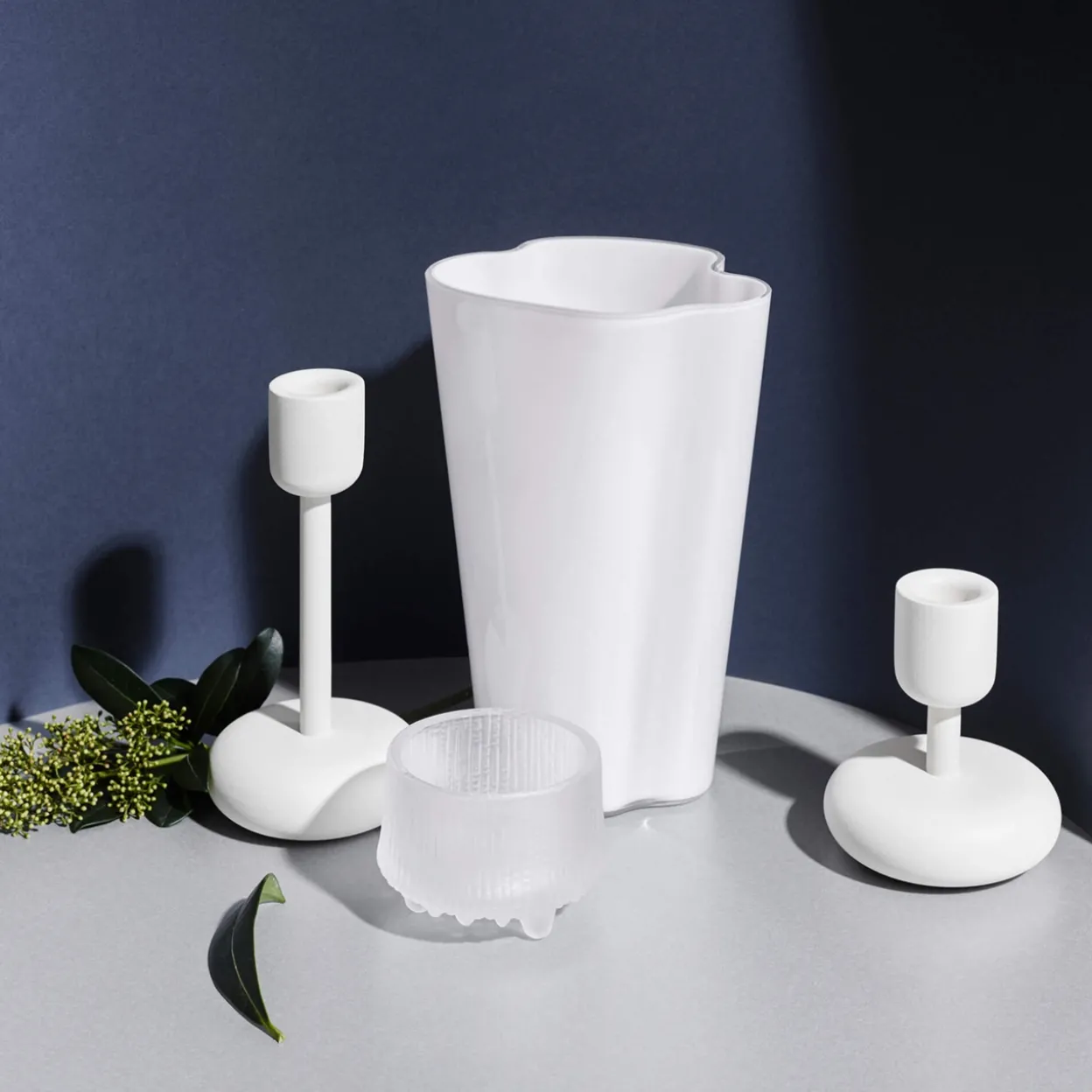 Ljusstake vitbig and small