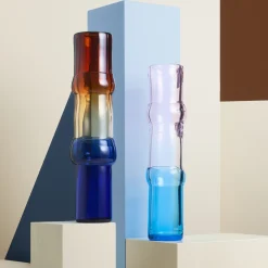 Vas 90x450mm blek rosa-klar-himmelblå