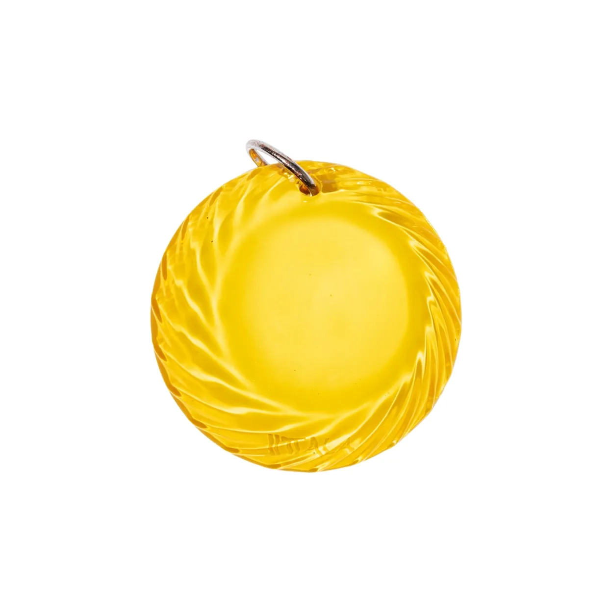 Väsksmycke solfångare glas 5cm eldgul